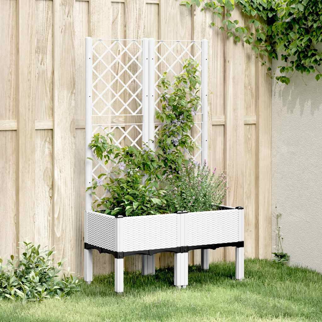Jardinière avec Treillis PP Blanc 80 x 40 x 142 cm - PANGIVO - Image 1