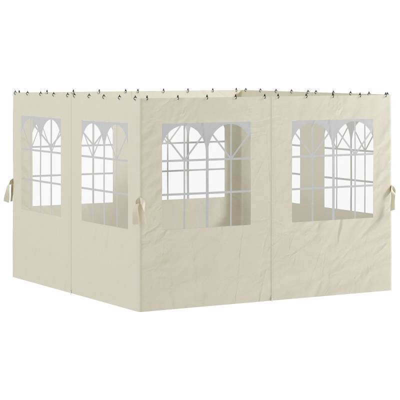 Parois latérales tonnelle polyester jardin protection UV fenêtres 3x3m blanc crème - ComfortXL Outdoor Living - Image 1