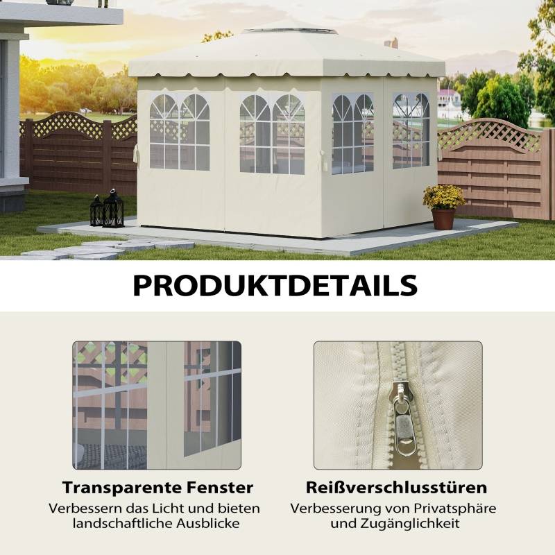 Parois latérales tonnelle polyester jardin protection UV fenêtres 3x3m blanc crème - ComfortXL Outdoor Living - Image 7