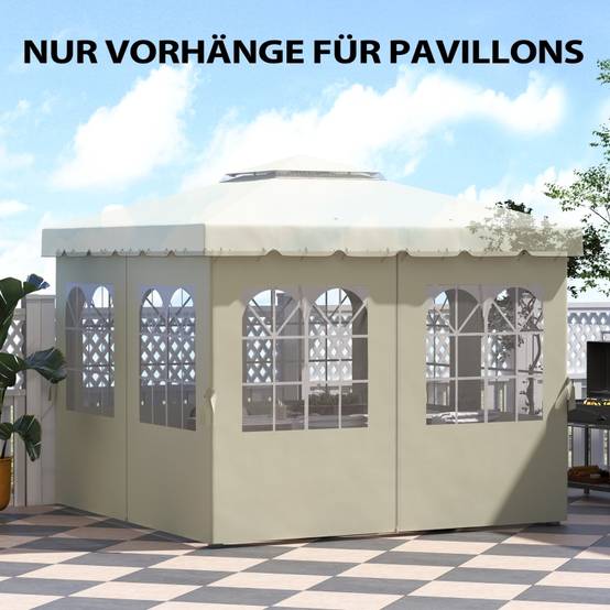 Parois latérales tonnelle polyester jardin protection UV fenêtres 3x3m blanc crème - ComfortXL Outdoor Living - Image 4