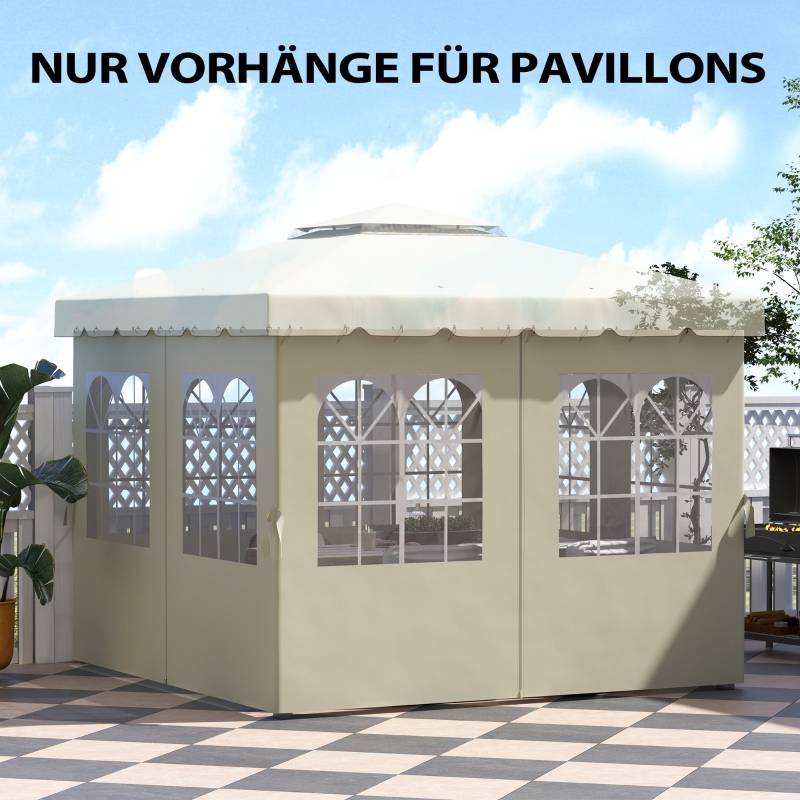Parois latérales tonnelle polyester jardin protection UV fenêtres 3x3m blanc crème - ComfortXL Outdoor Living - Image 4