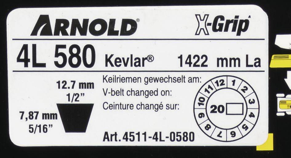 Arnold - Courroie trapézoïdale X-Grip V de type 4L580 Arnold - Imagen 2