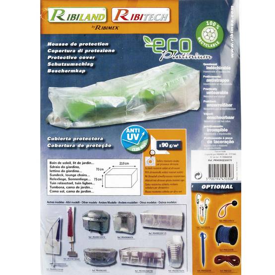 Ribimex - Housse pour transat bain de soleil lit de jardin 70x210x75cm - Image 2