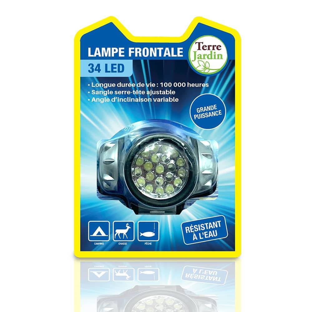 Lampe frontale LED 80 lm 34 LED – 3 modes, sangle ajustable et faisceau ...