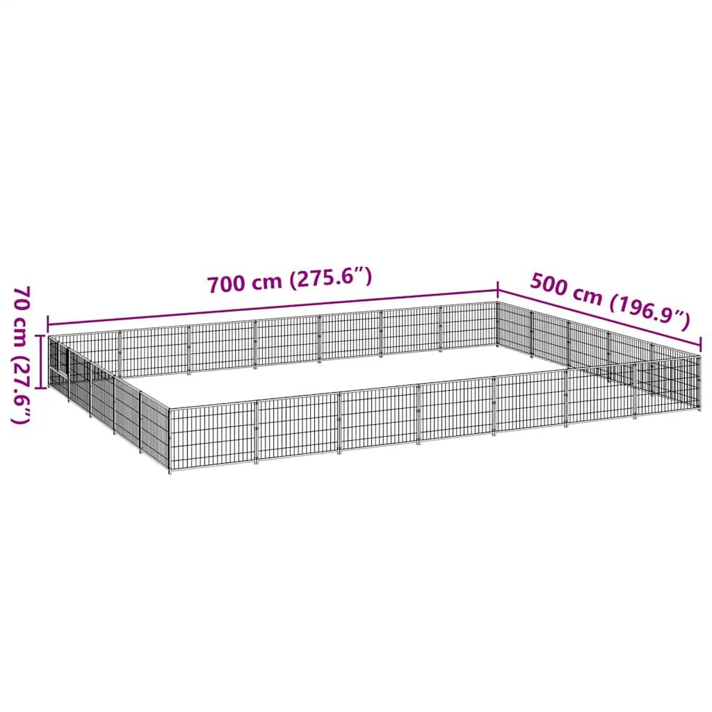 Vidaxl - Chenil Noir 35 m² Acier vidaXL 3082159 - Imagen 3