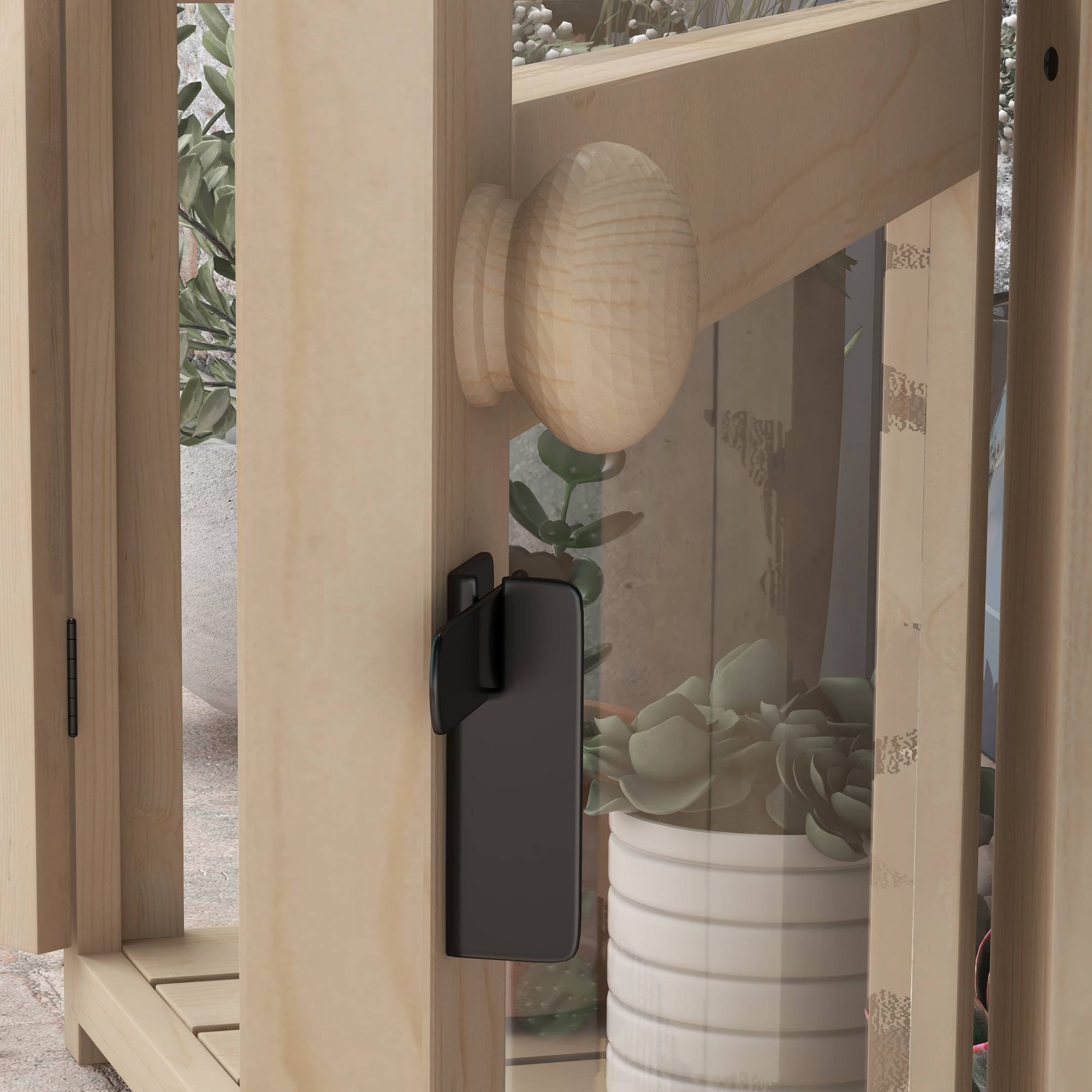 Serre Châssis Bois Jardin 2 Niveaux Toit Ouvrant Double Porte 103x61cm - ComfortXL Outdoor Living - Image 7