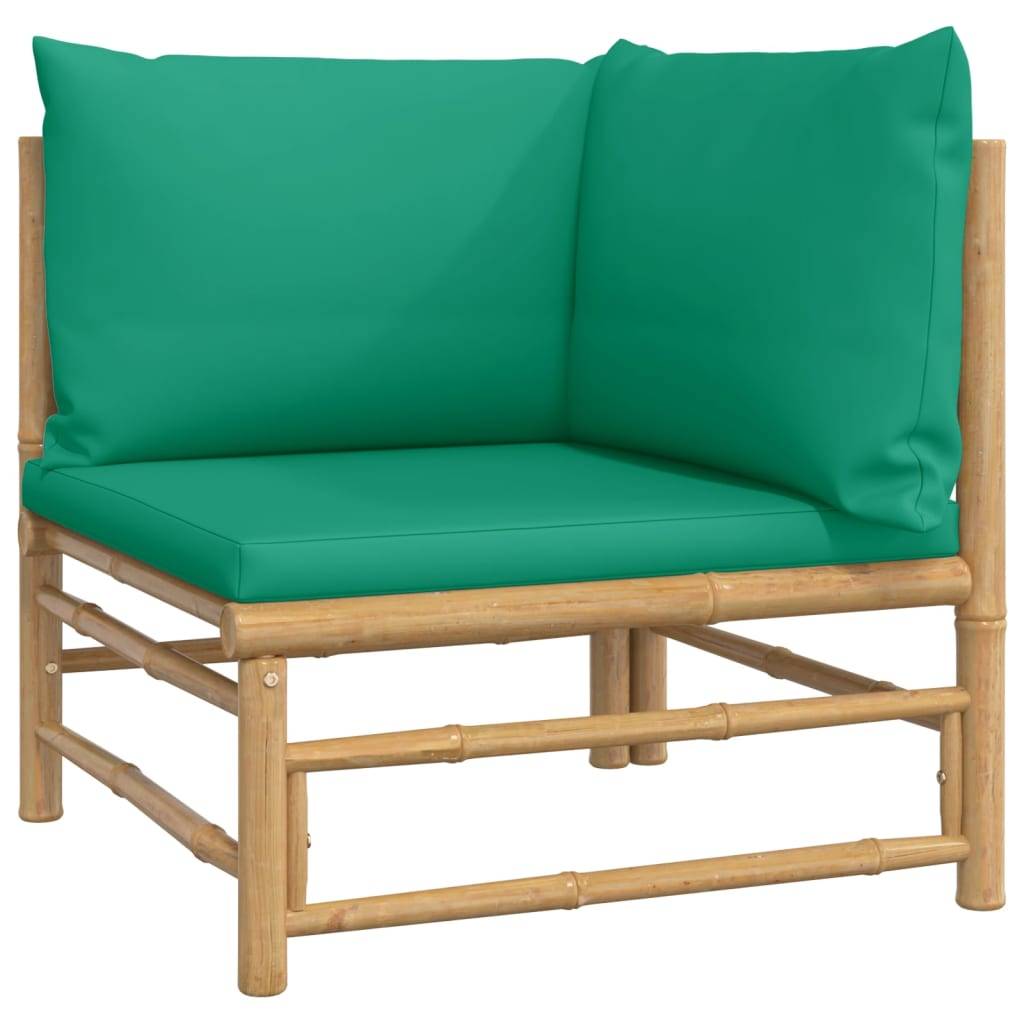 Canapés d'Angle Jardin Bambou 2 pcs Coussins Vert Modulables – ComfortXL Outdoor Living - Image 4