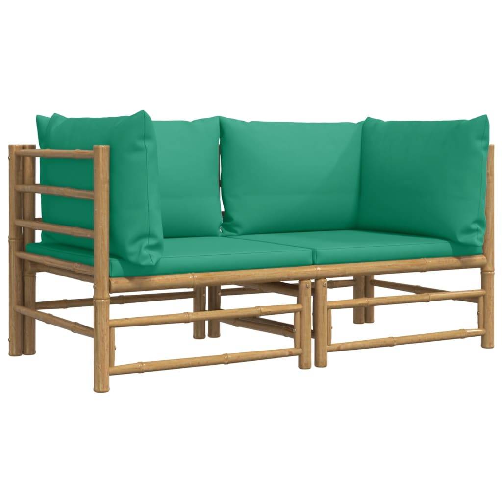 Canapés d'Angle Jardin Bambou 2 pcs Coussins Vert Modulables – ComfortXL Outdoor Living - Image 3
