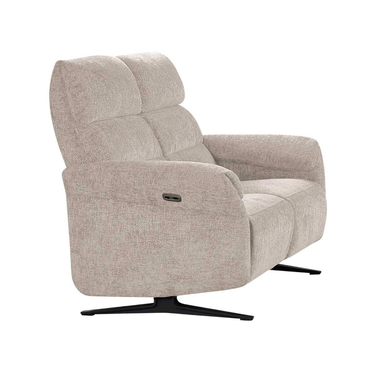 Canapé 2 places relax électrique tissu maillé ultra doux beige - LAMA - Image 4