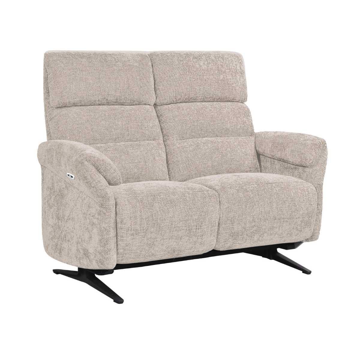Canapé 2 places relax électrique tissu maillé ultra doux beige - LAMA - Image 1