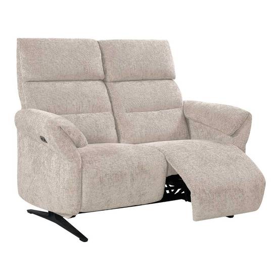Canapé 2 places relax électrique tissu maillé ultra doux beige - LAMA - Image 3