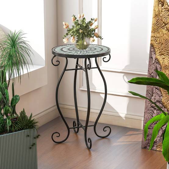 Table ronde en mosaïque pour intérieur, extérieur, terrasse Table ronde en mosaïque pour intérieur, extérieur, terrasse