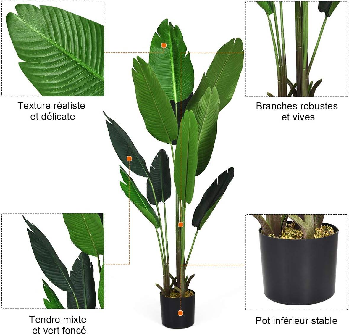 Plante Artificiel Bananier Avec Pot 160CM, Décoration Intérieur et Extérieu, Bureau - Image 4