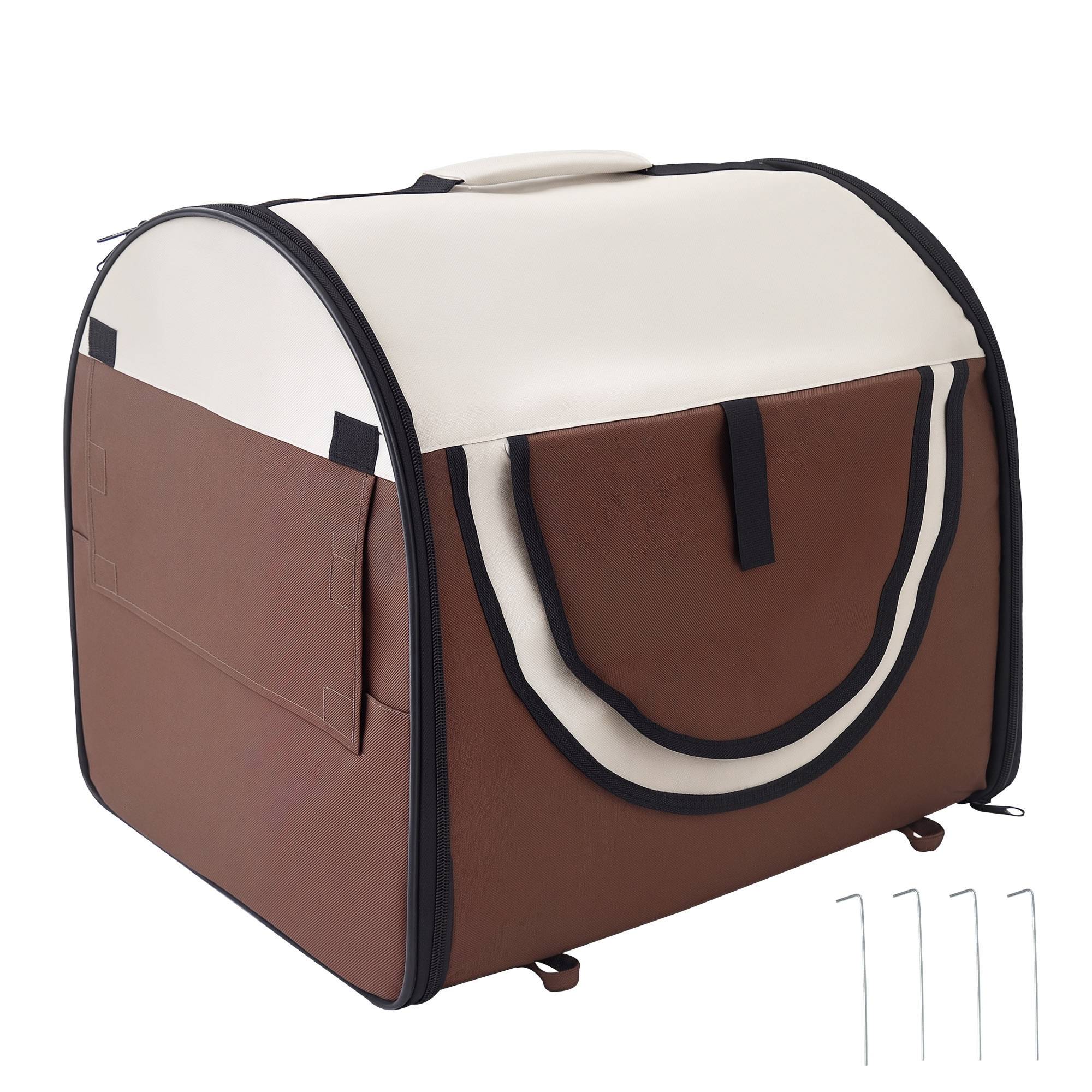 Sac de transport pliable pour chien chat acier Oxford avec tapis amovible café 61cm - ComfortXL Outdoor Living - Image 1