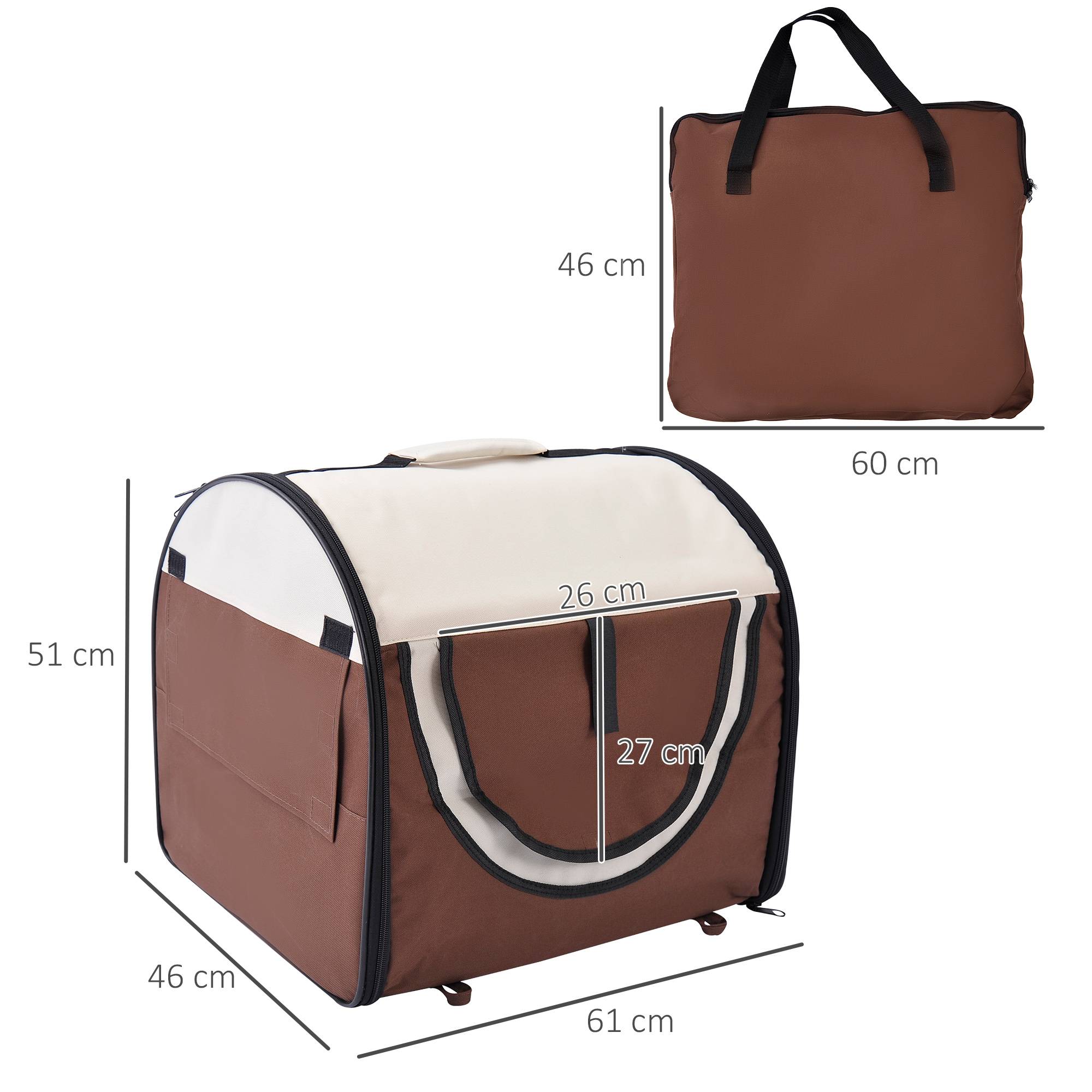 Sac de transport pliable pour chien chat acier Oxford avec tapis amovible café 61cm - ComfortXL Outdoor Living - Image 5