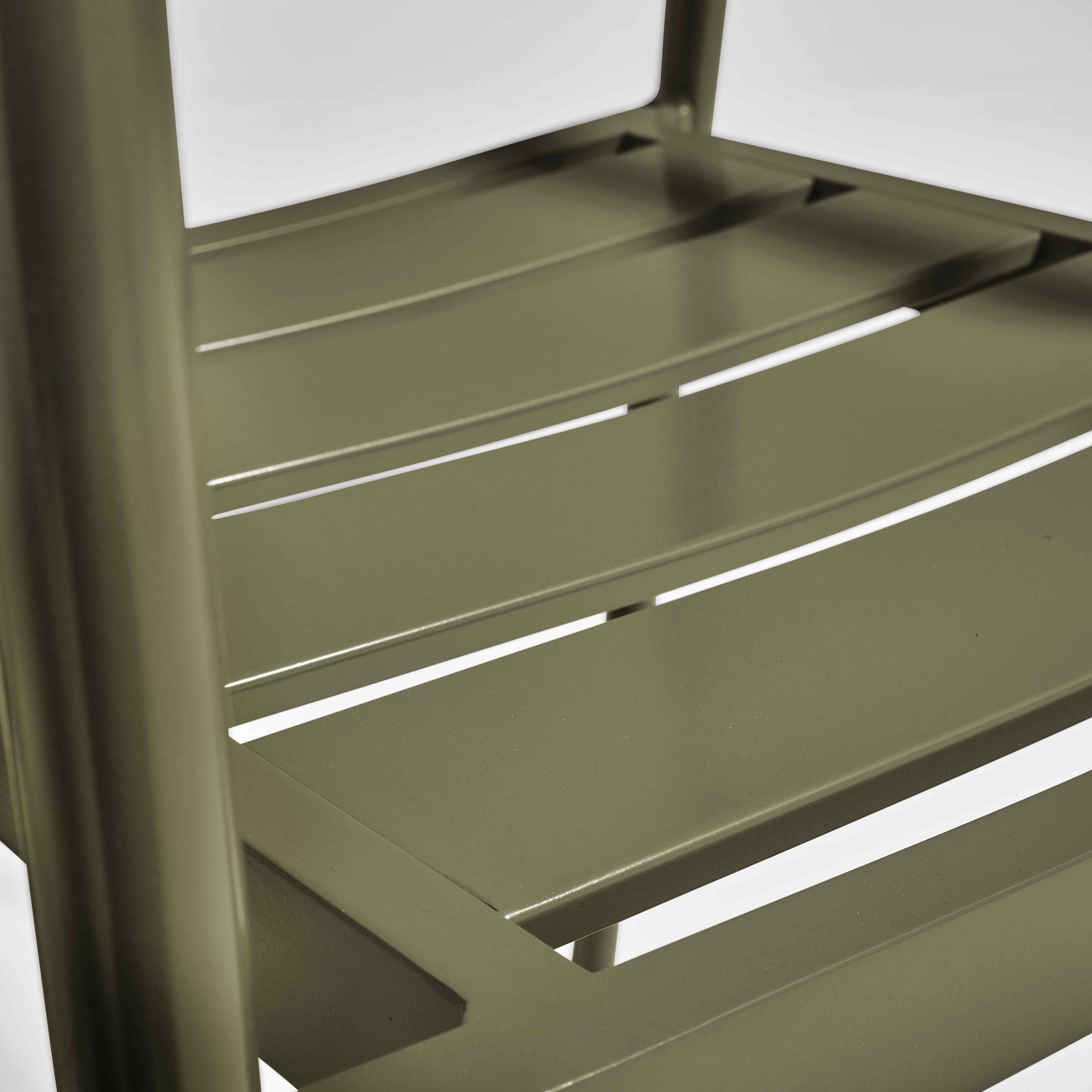 Oviala - Fauteuil de jardin en aluminium et bois vert kaki Leeds - Oviala - Imagen 4