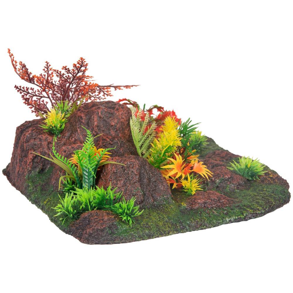 Décoration Radha angle. roche + plante. 27.5 x 27.5 x 10 cm. aquarium. - Imagen 1
