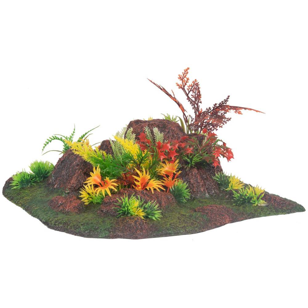Décoration Radha angle. roche + plante. 27.5 x 27.5 x 10 cm. aquarium. - Imagen 3