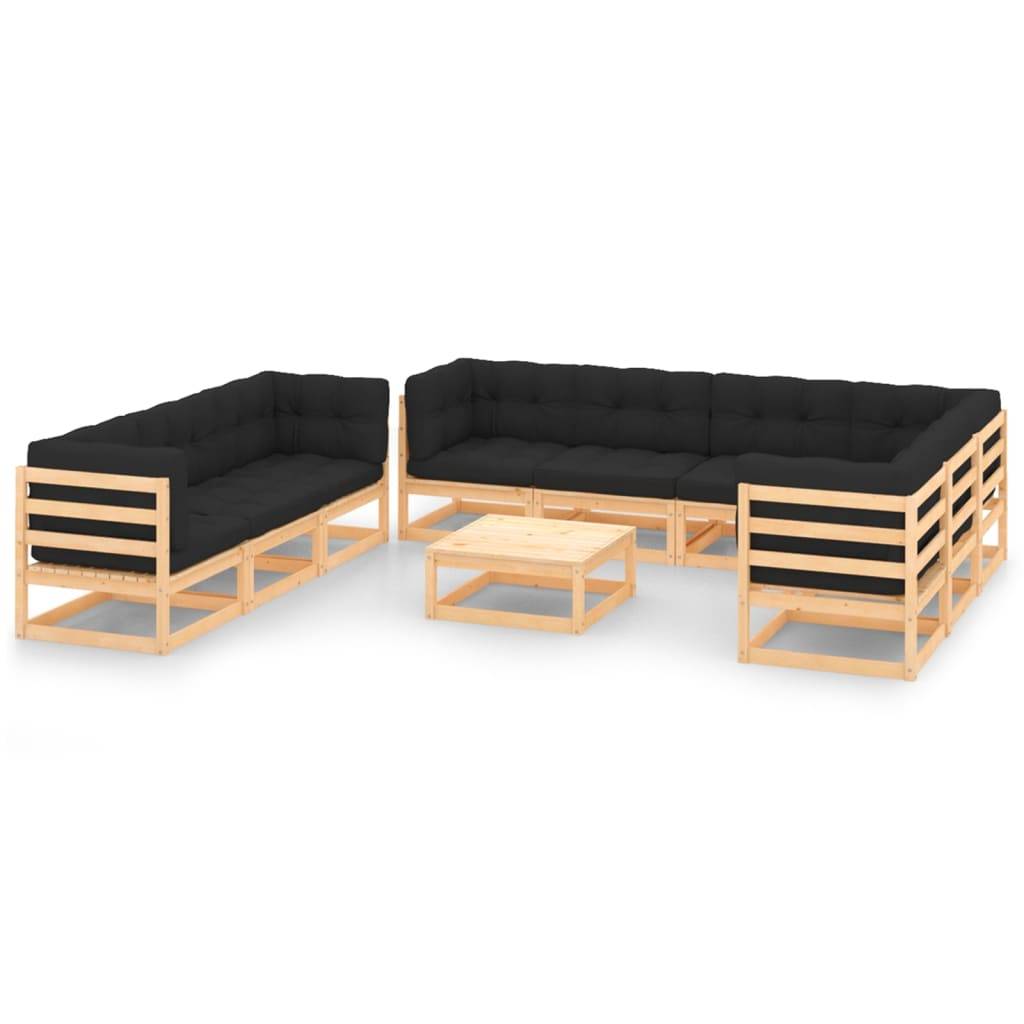 Helloshop26 - Salon de jardin meuble d'extérieur ensemble de mobilier 10 pièces avec coussins bois de pin massif - Imagen 1