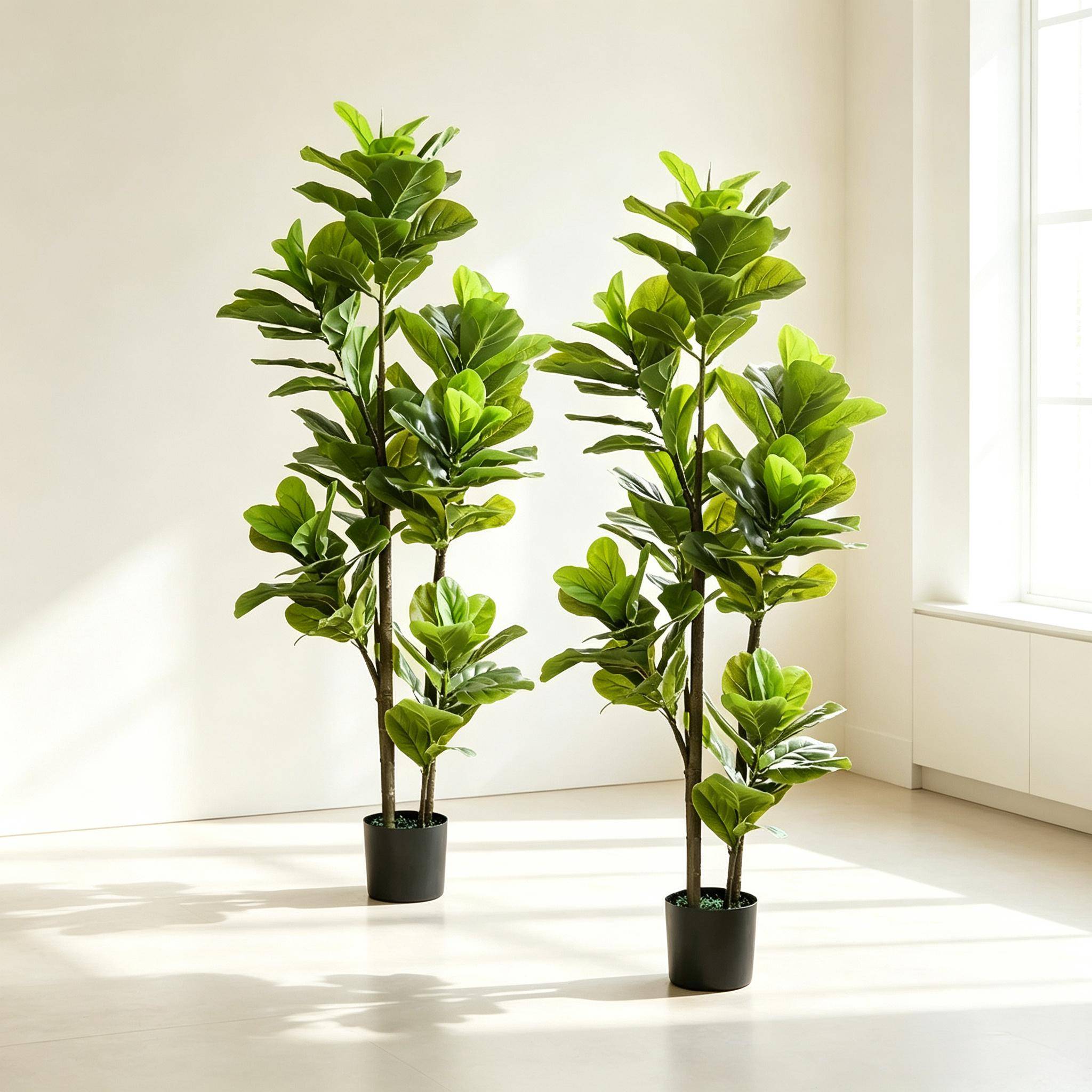 ComfortXL - Lot de 2 figuiers lyre artificiels PEVA 150 cm verts intérieur décoration réaliste - ComfortXL Outdoor Living