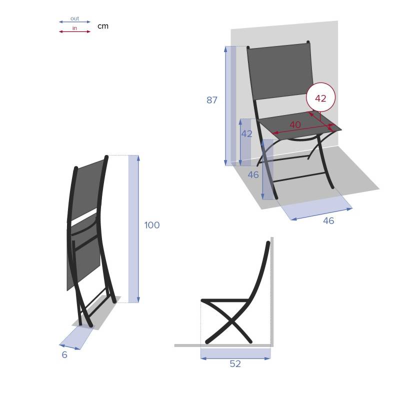 Hesperide - Lot de 4 chaises de jardin pliantes "Modula" noisette & tonka acier traité époxy - Hespéride - Imagen 3