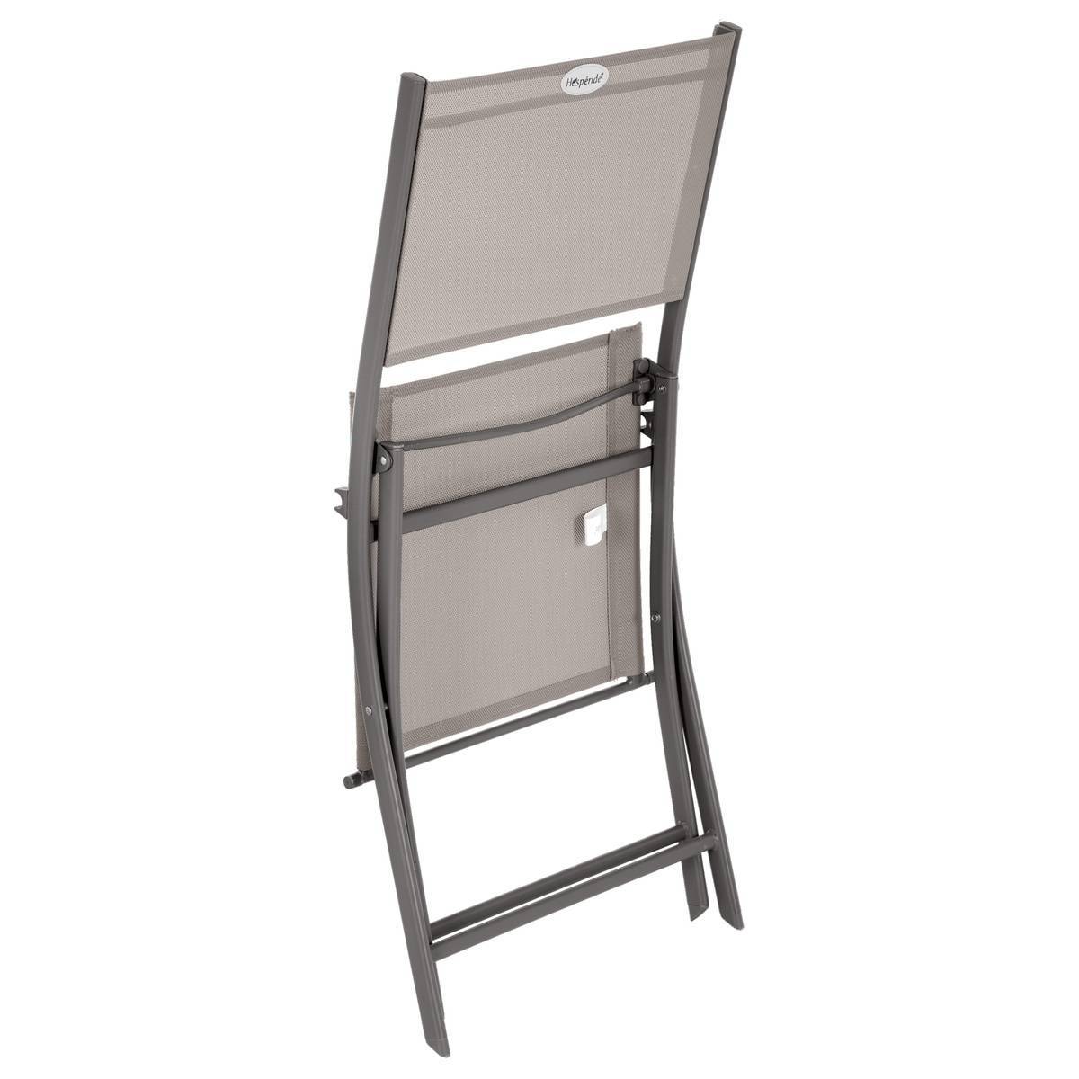 Hesperide - Lot de 4 chaises de jardin pliantes "Modula" noisette & tonka acier traité époxy - Hespéride - Imagen 2