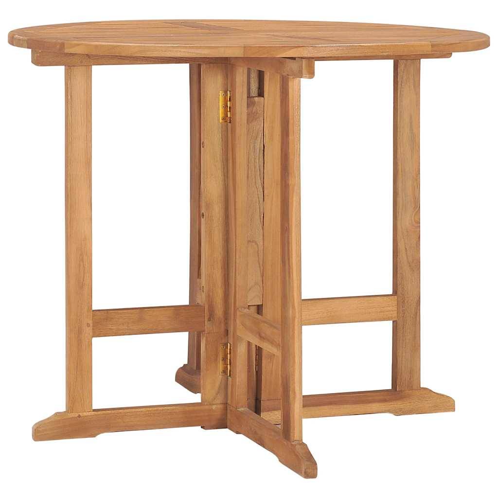 ComfortXL - Table de Jardin Ronde Pliante Ø90cm en Teck Massif Naturel, pour 2 à 4 Personnes – ComfortXL Outdoor Living - Image 1