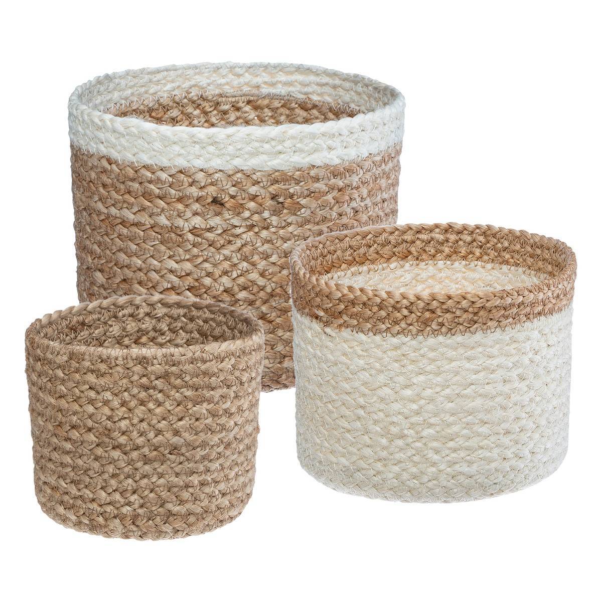 Atmosphera - Set de 3 paniers "Jackson" en jute blanc D11/16/19cm - Atmosphera Créateur d'intérieur - Imagen 1