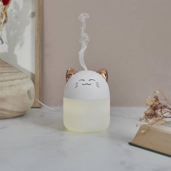 Diffuseur de parfum d'ambiance led en forme de chat kawaii (200 ml) avec couleurs changeantes - - Image 6