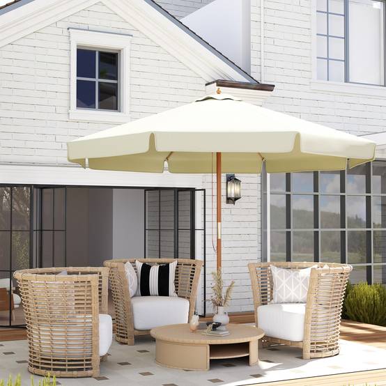 Parasol de jardin Bois Beige 325x325x250 cm - Image 3