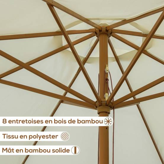 Parasol de jardin Bois Beige 325x325x250 cm - Image 8
