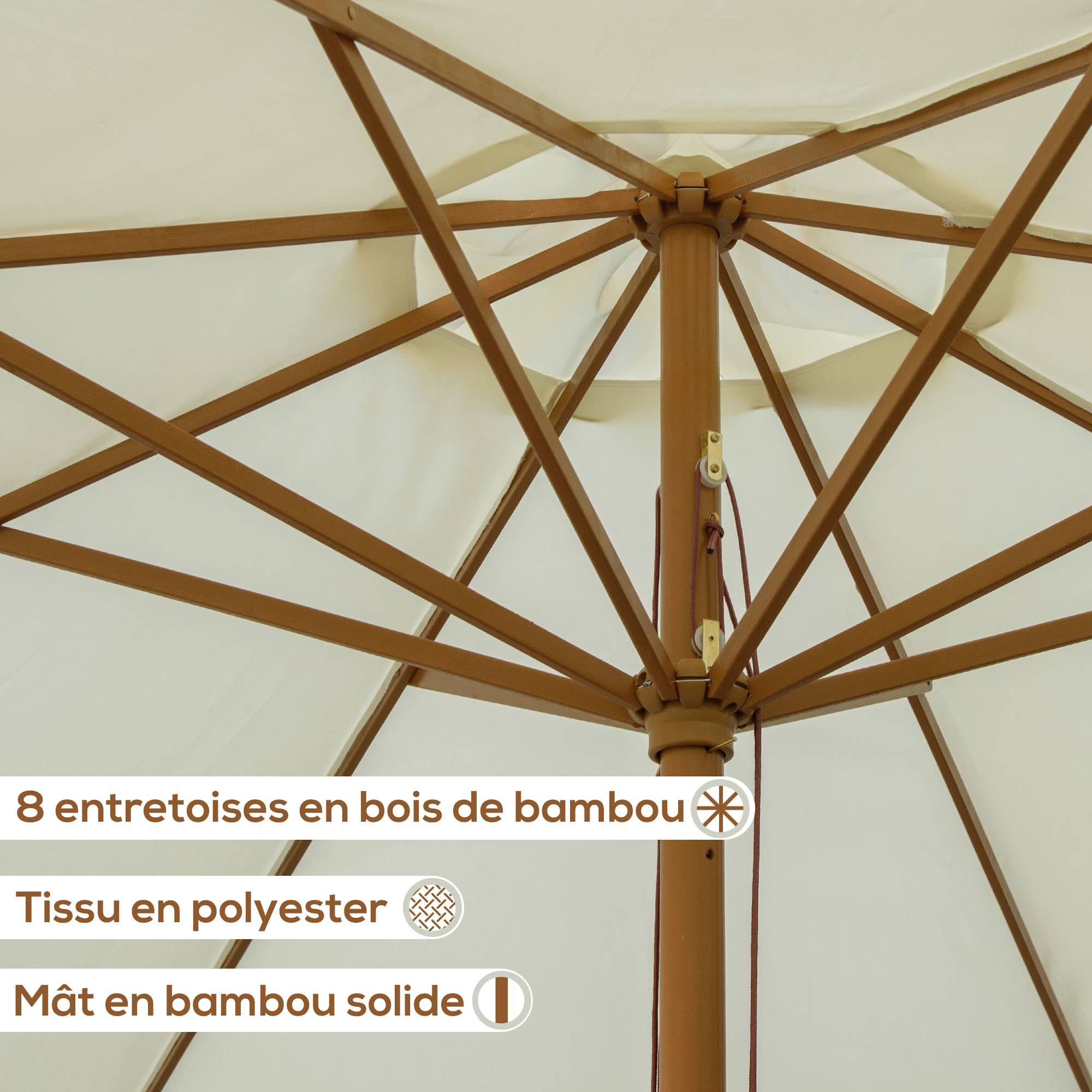Parasol de jardin Bois Beige 325x325x250 cm - Image 8