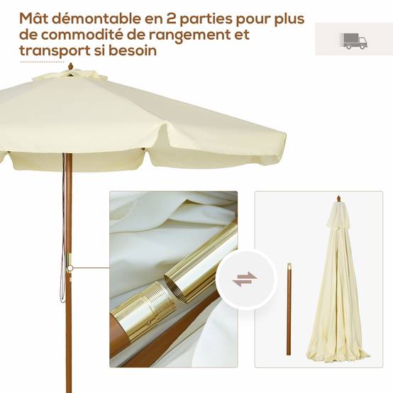 Parasol de jardin Bois Beige 325x325x250 cm - Image 6