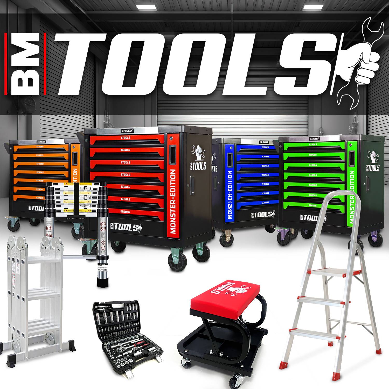 Escabeau avec main courante BM TOOLS BMT-ESC-5-MC, 5 marches - Échelle intérieur et à l'extérieur - Image 5