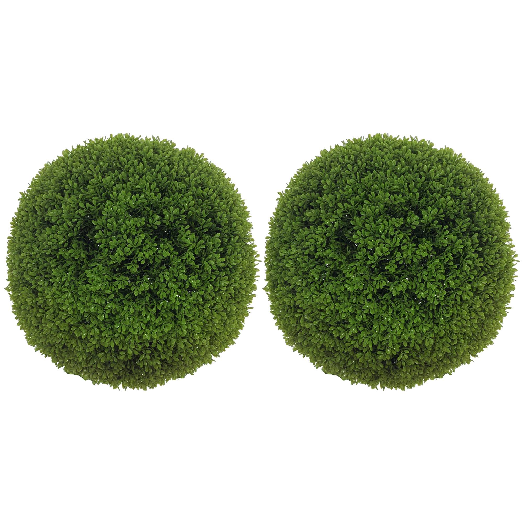 Lot de 2 boules de buis artificielles de 40 cm décoration pour intérieur ou extérieur vert foncé