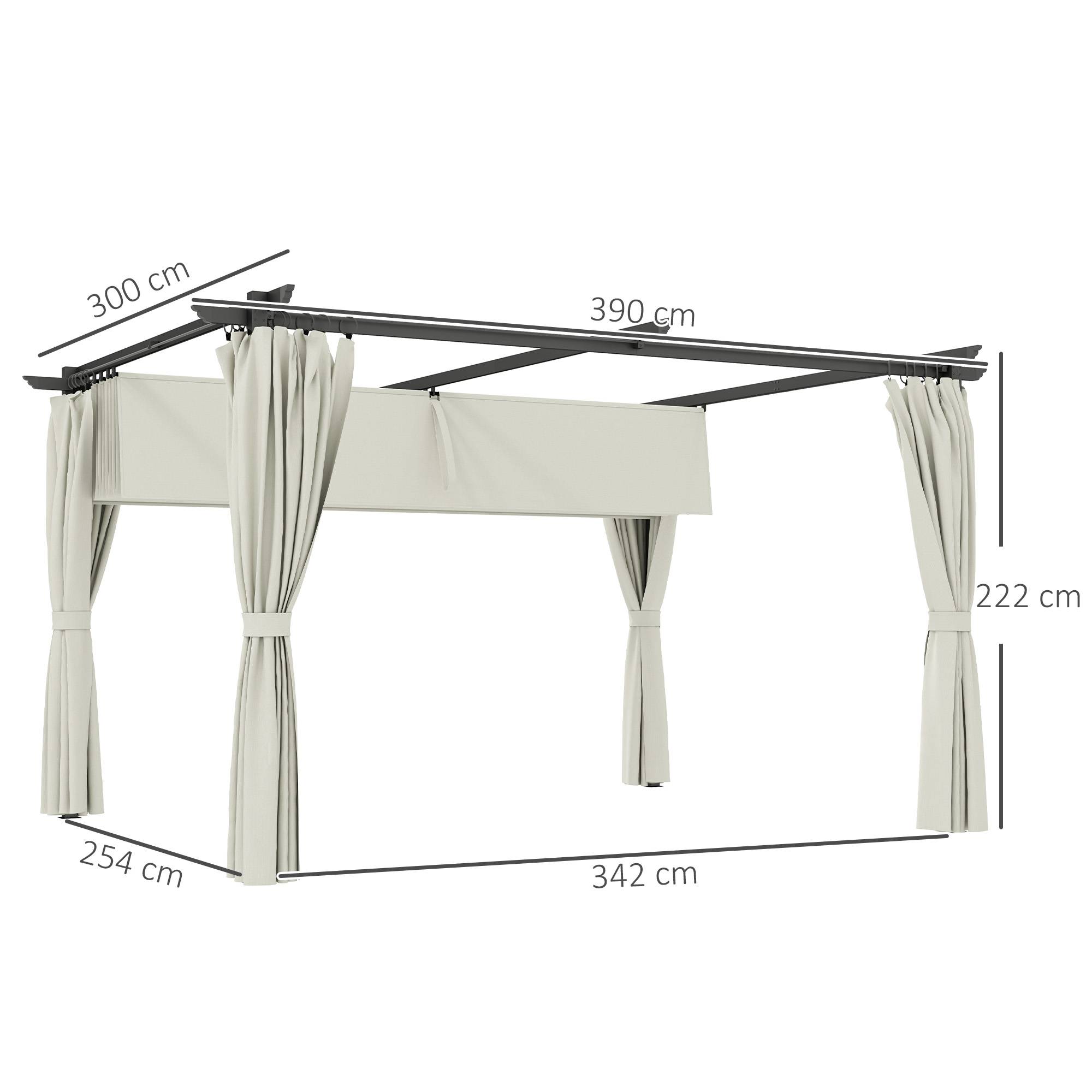 Pergola rétractable polyester extérieur ombrage ajustable 390x300cm crème - ComfortXL Outdoor Living - Image 5