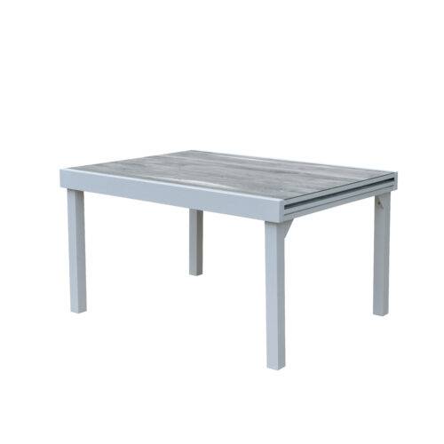 Wilsa Garden - Ensemble MODULO 6/10p en aluminium blanc et verre décors bois avec 6 fauteuils en textilène - Imagen 3