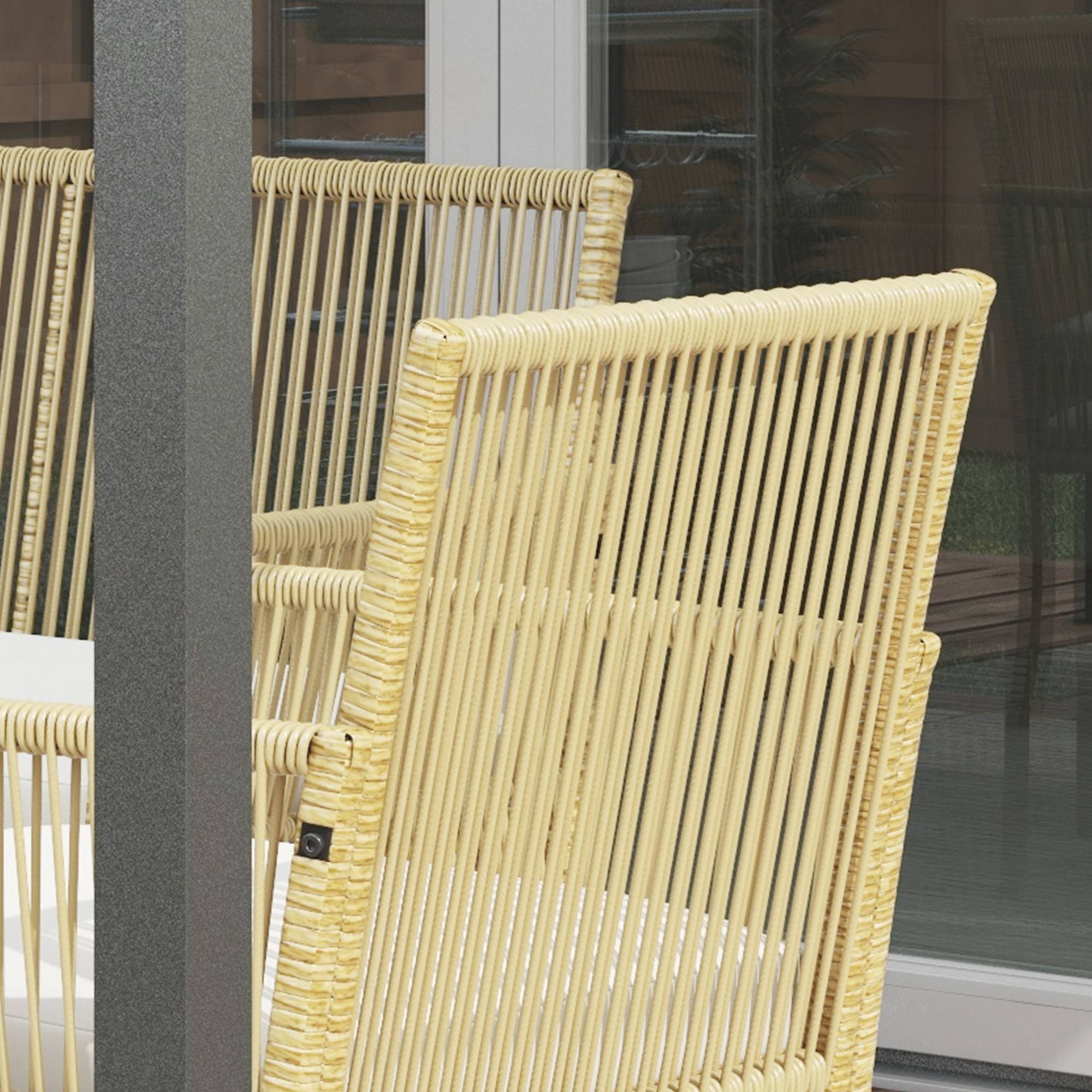Outsunny - Ensemble salon jardin 4 pièces (canapé 2 places, 2 fauteuils, table basse) plateau verre trempé noir avec 3 coussins - métal rotin PE beige - Outsunny - Image 5