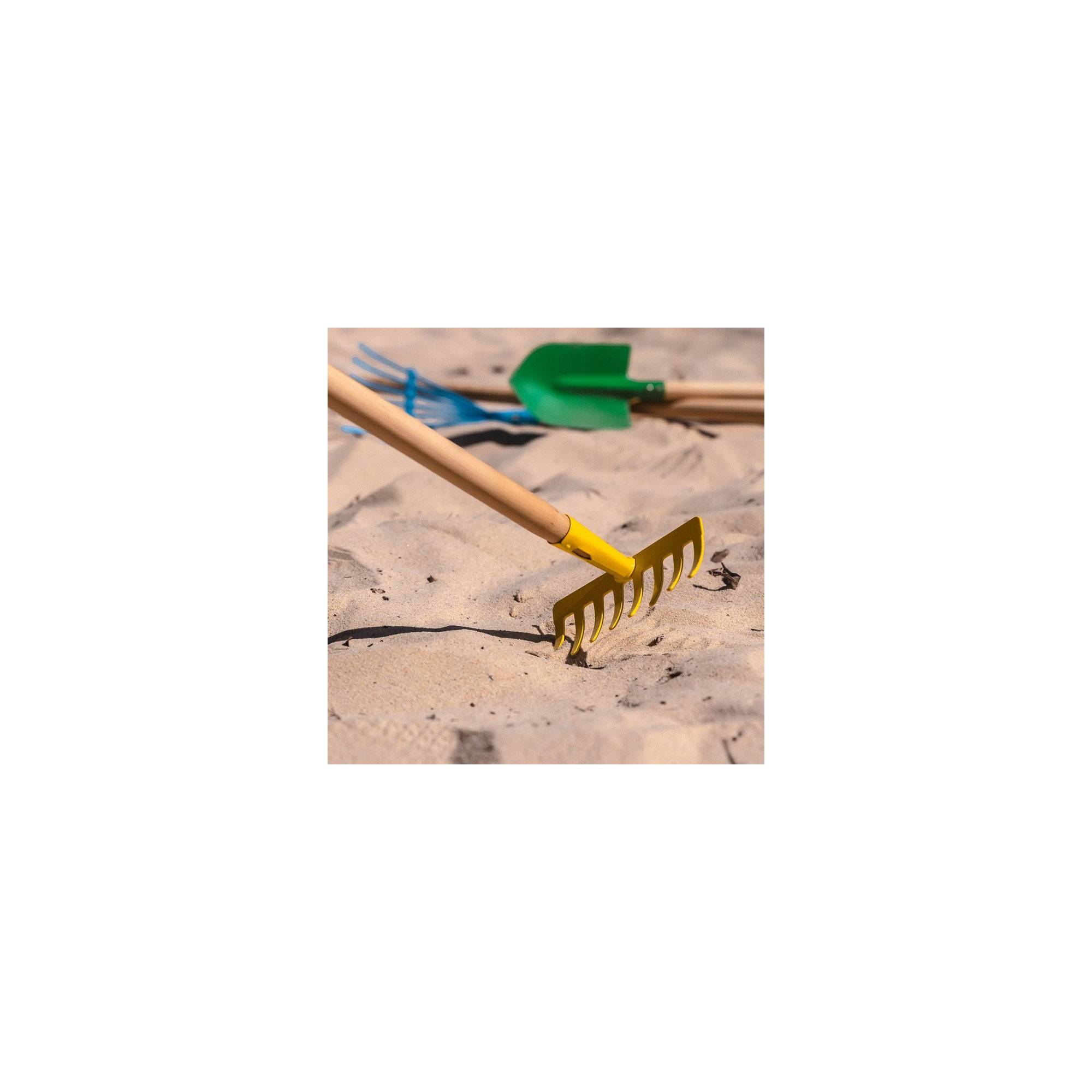 Jouet de plage - Râteau pour enfant - Jaune - Manche en bois - Image 3