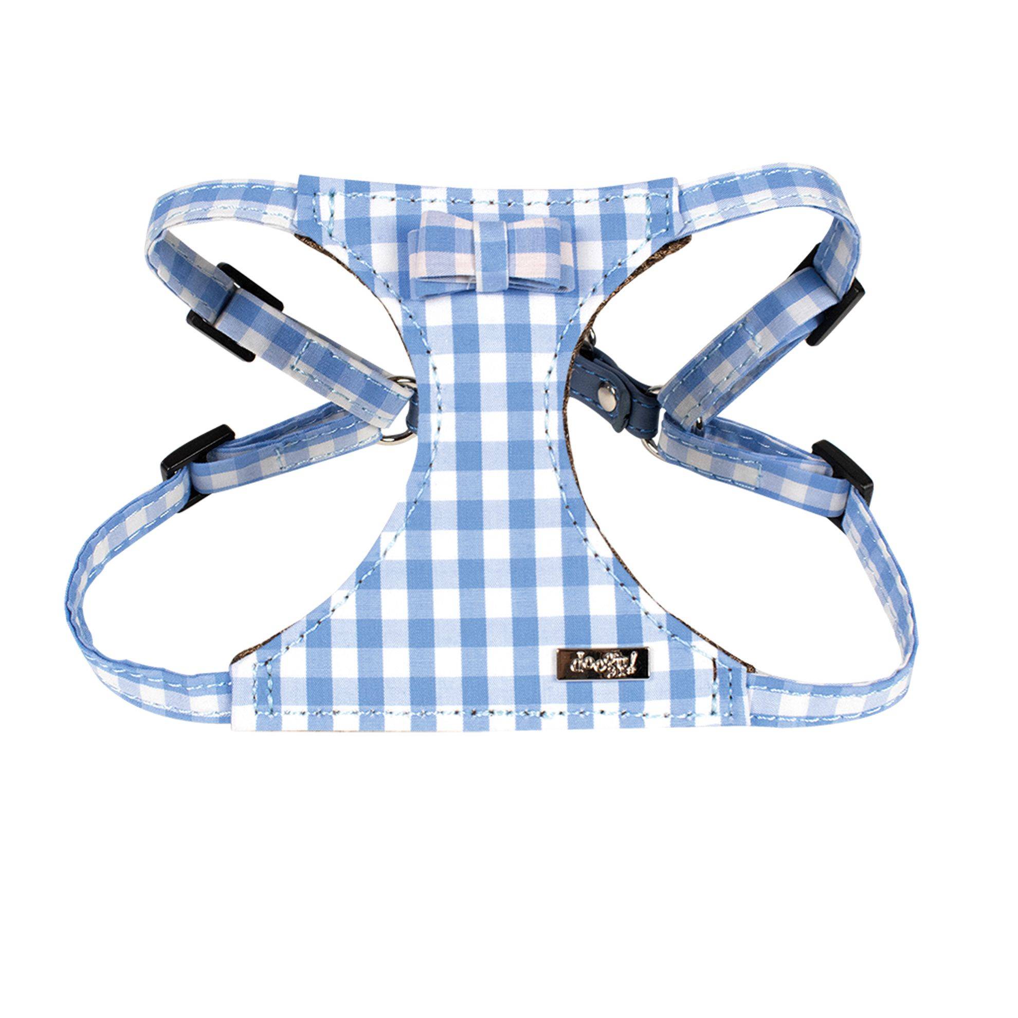 Harnais Vichy Bleu Clair : XS DOOGY FASHION