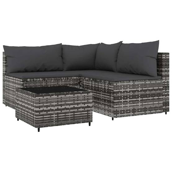Salon de jardin modulable 4 pièces Résine tressée Canapé et Table basse pour Jardin Gris – ComfortXL Outdoor Living - Image 2