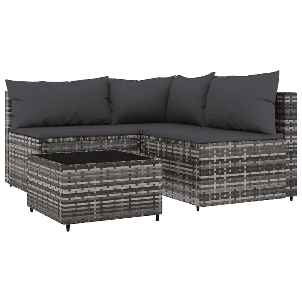 Salon de jardin modulable 4 pièces Résine tressée Canapé et Table basse pour Jardin Gris – ComfortXL Outdoor Living - Image 2