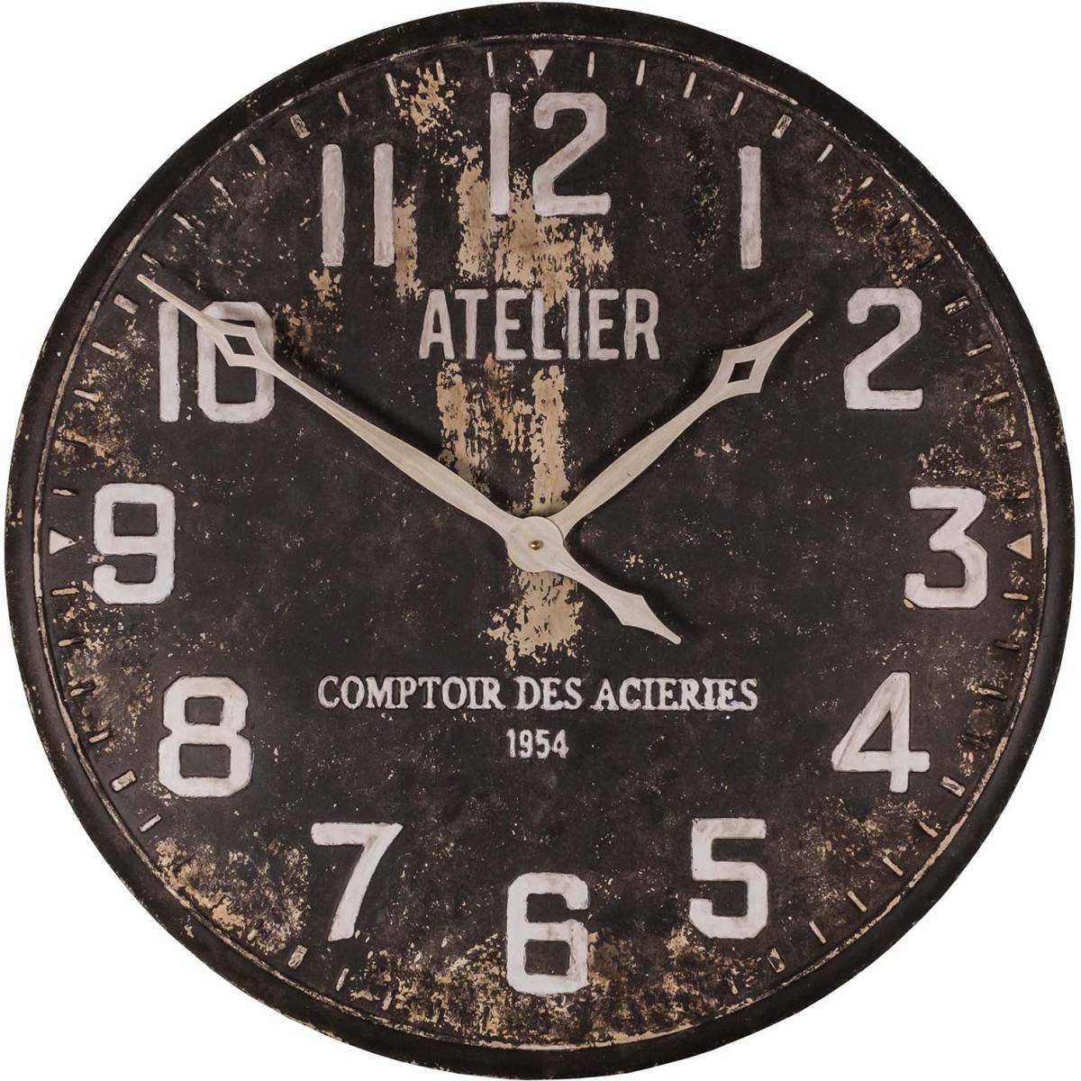 Antic Line Creations - Pendule ronde en fer Atelier 74 cm