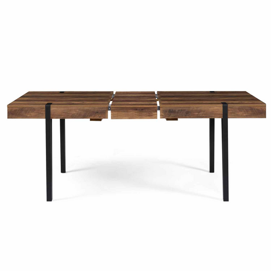 Table à manger extensible rectangle AUSTRIA 6-10 personnes bois foncé pied épingle noir 160-200 cm - Image 3