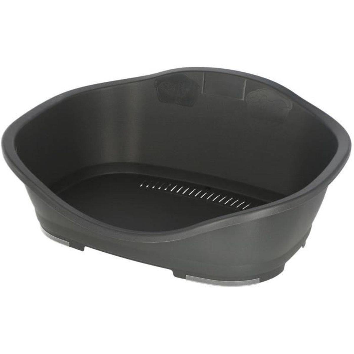 Corbeille de couchage pour chien ovale en plastique 68 x 49 x 27 cm gris, avec pieds antidérapants - KERBL