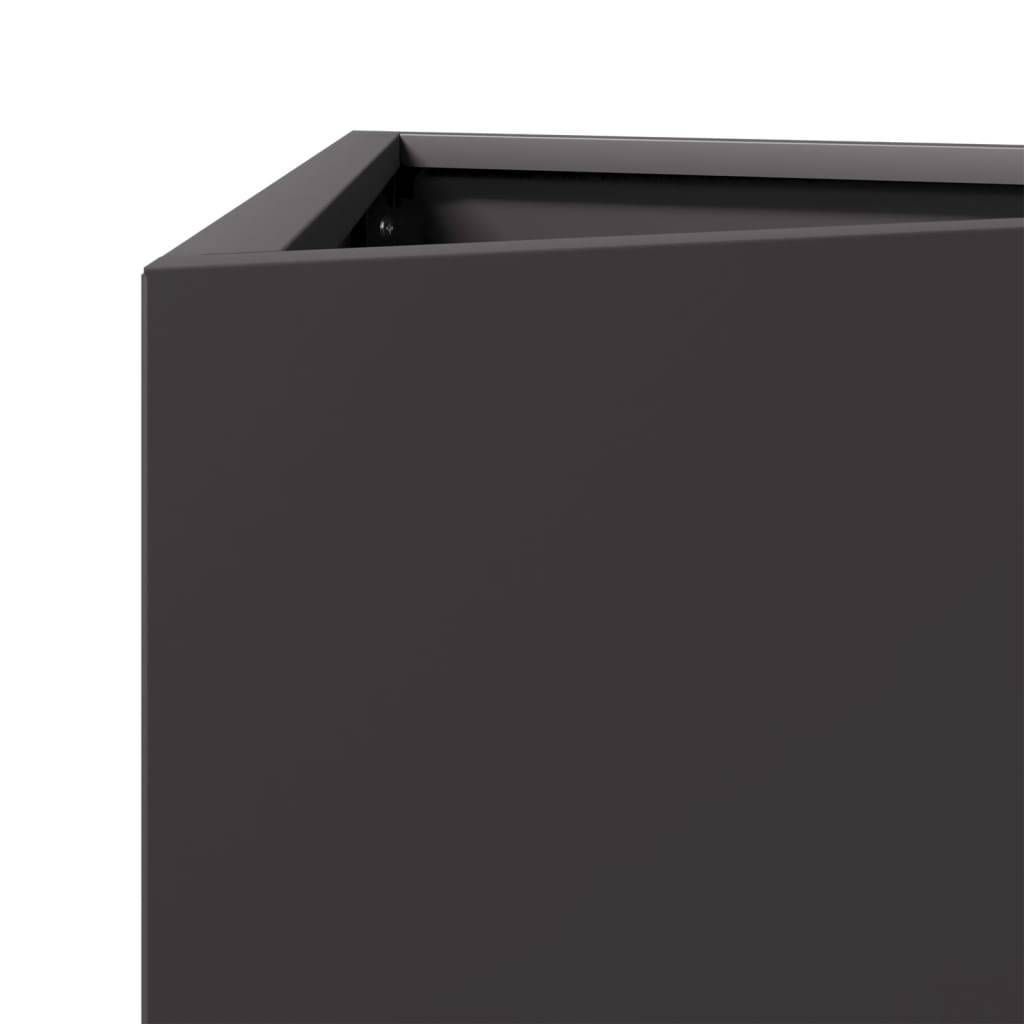 Jardinière bac lit surélevé plantes fleurs terrasse jardin triangulaire 50 x 43 x 75 cm acier noir - Image 5