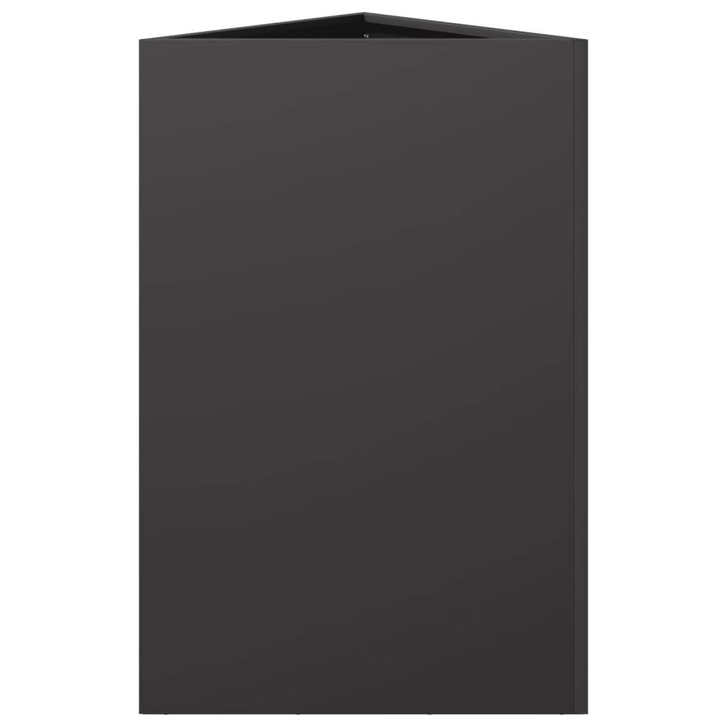 Jardinière bac lit surélevé plantes fleurs terrasse jardin triangulaire 50 x 43 x 75 cm acier noir - Image 3