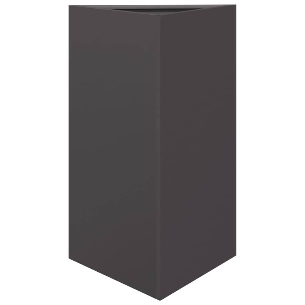 Jardinière bac lit surélevé plantes fleurs terrasse jardin triangulaire 50 x 43 x 75 cm acier noir - Image 1