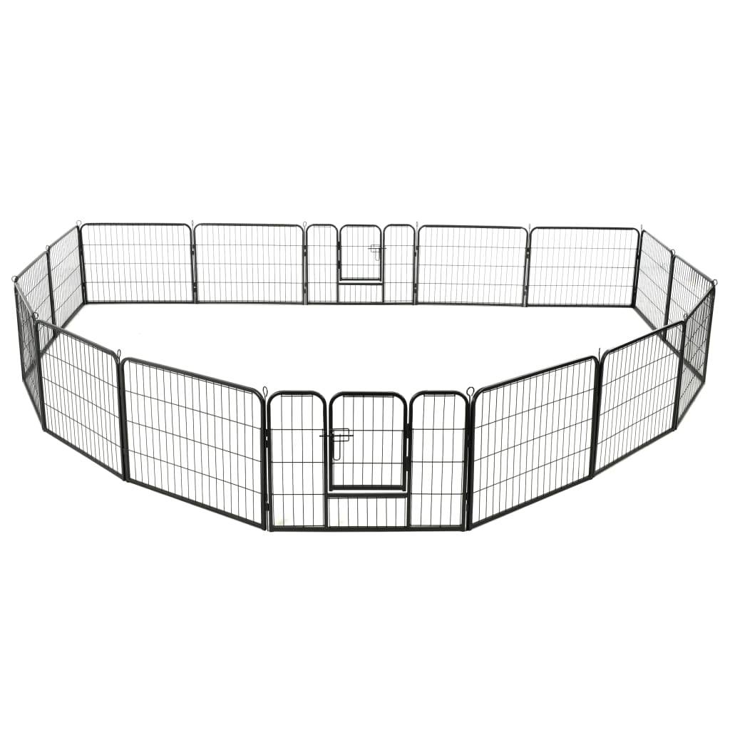 Vidaxl - Parc pour chiens 16 panneaux Acier 60 x 80 cm Noir vidaXL 275492 - Imagen 2