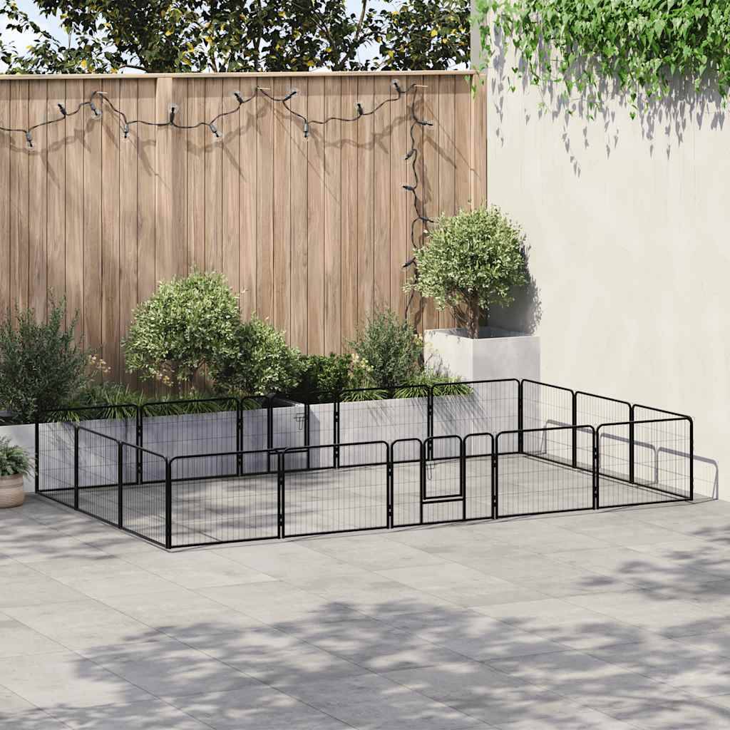 Vidaxl - Parc pour chiens 16 panneaux Acier 60 x 80 cm Noir vidaXL 275492 - Imagen 1